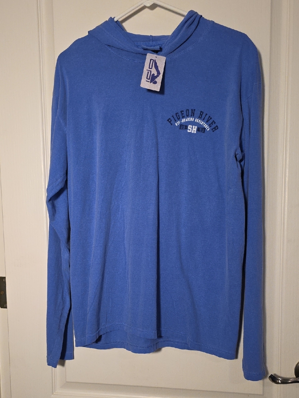 Comfort Colors Blue Lightweight Hoodie Med. Rip-Roaring Aventures Tennessee